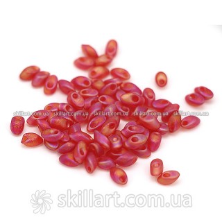 Бусины Miyuki Long Magatama Beads 4*7мм (красный матовый с "бензиновым" переливом) LMA-140FR, шт