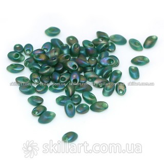 Бусины Miyuki Long Magatama Beads 4*7мм (прозрачный матовый зеленый с "бензиновым" переливом) LMA-146FR, шт