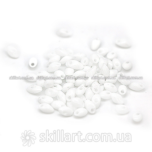 Бусы Miyuki Long Magatama Beads 4*7мм (белый блестящий) LMA-402, шт