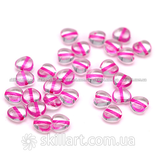 Бусины HEARTS прозрачный с розовой серединкой 8/8мм (шт.)