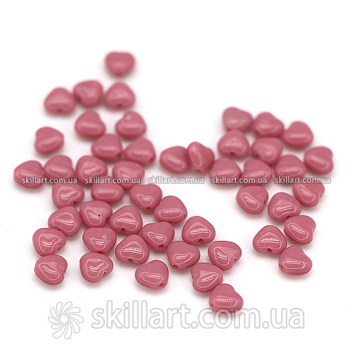 Бусины HEARTS темно-розовый+золото 6/6мм (шт.)