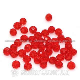 Бусины рондели 6*4мм (красный прозрачный)