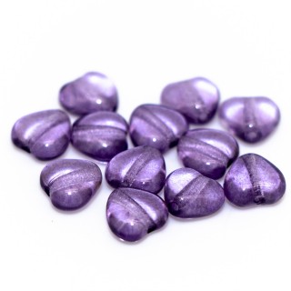 Бусины HEARTS сиреневые прозрачные 6/6 мм