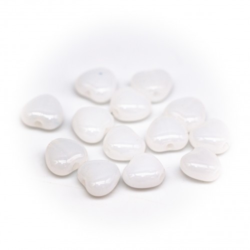 Бусины HEARTS белый натуральный 6/6 мм