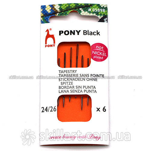 Набор иголок гобеленовая набор Pony №24/26 черная (6шт)