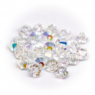 Бусины биконус 4мм, прозрачный радужный