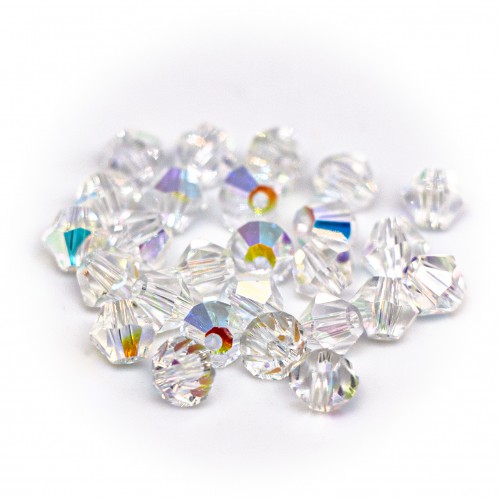 Бусины биконус 4мм, прозрачный радужный