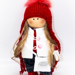 Кукла ручной работы "Красное Серденька" 27см