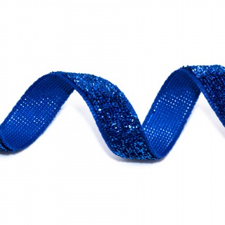 Лента бархатная с люрексом 1см электрик