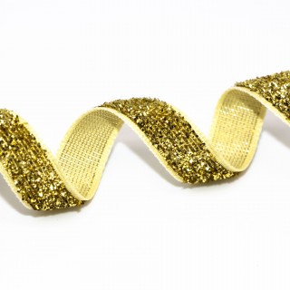 Лента бархатная с люрексом 1см золото