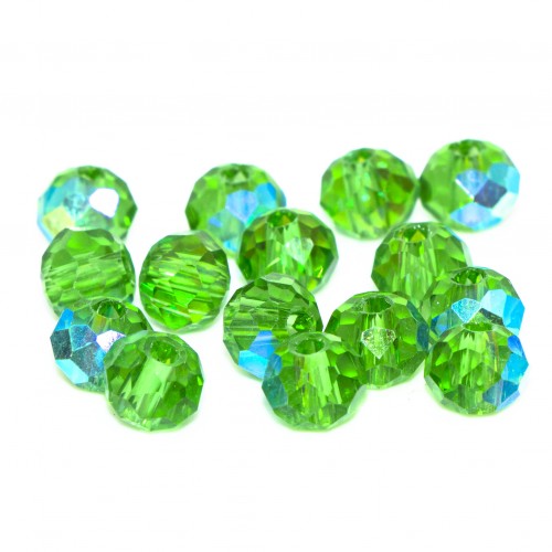 Бусины рондели 6*4мм, зеленый прозрачный с АБ